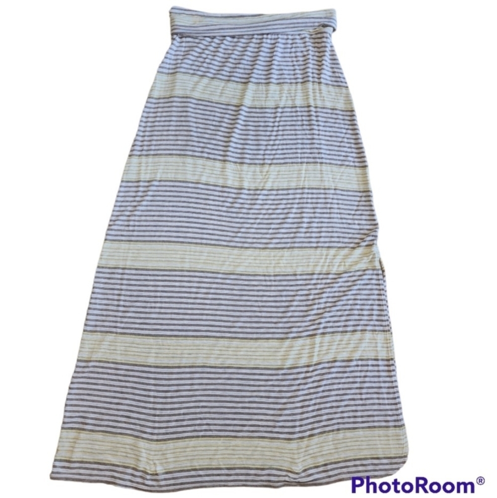 Sophie Max Knit Maxi Skirt Large Stripes Stretch Spring Summer Lightweight Slit